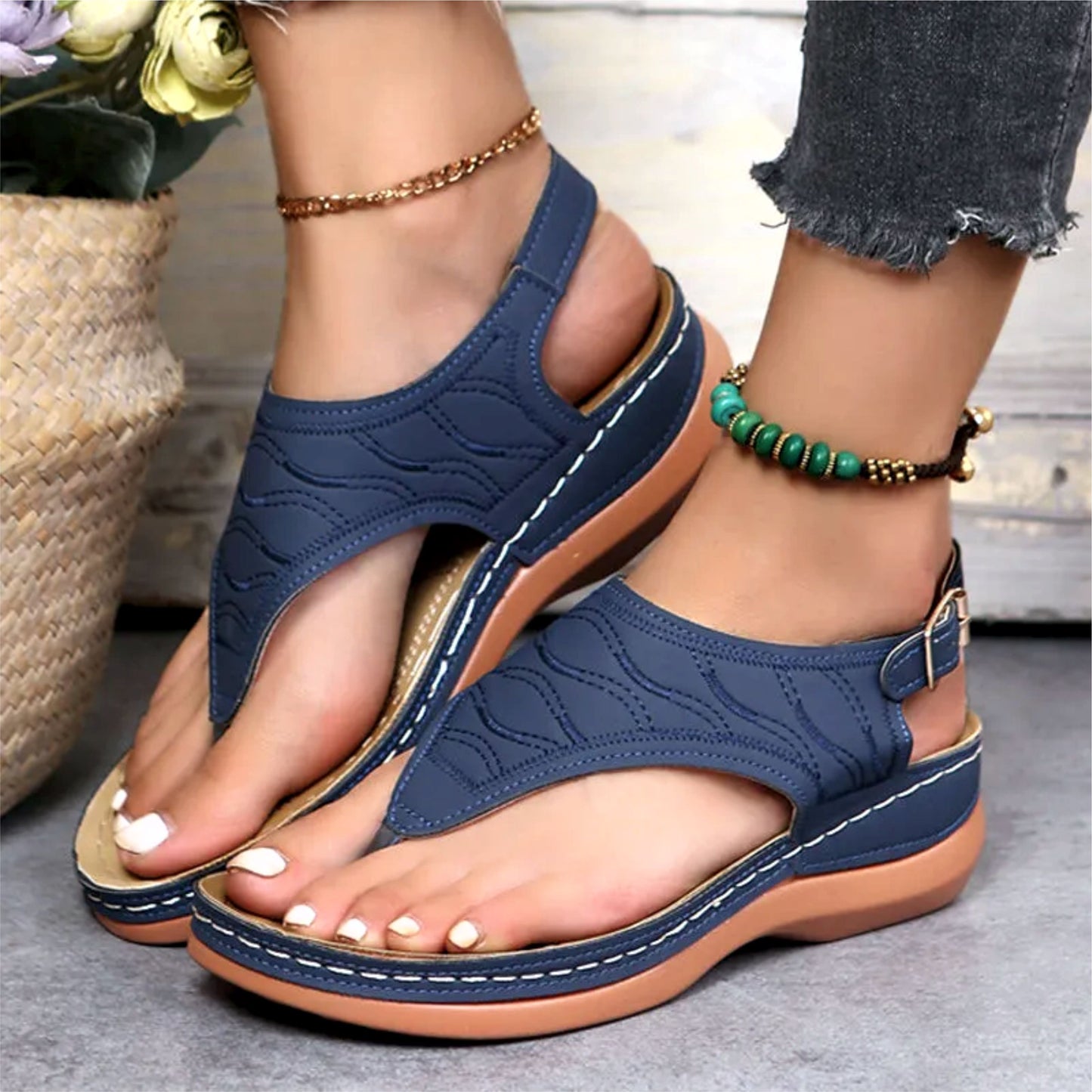 Retro Embroidery Pattern Wedge Sandals