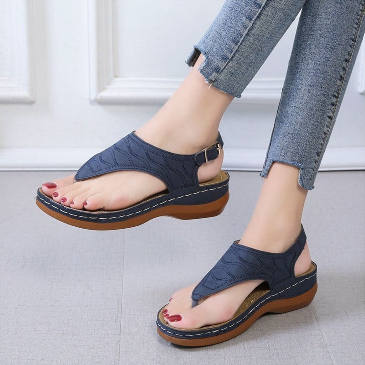Retro Embroidery Pattern Wedge Sandals