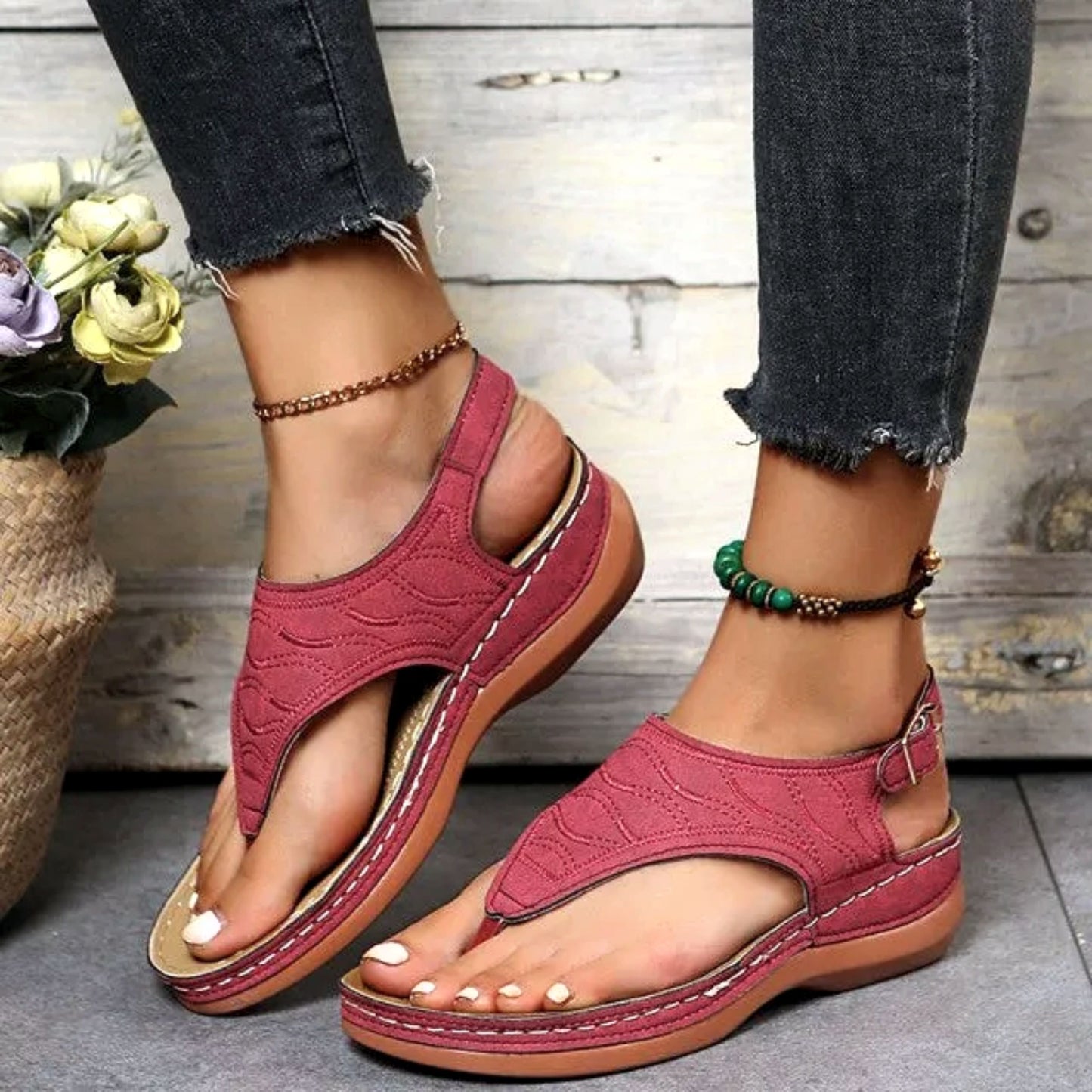 Retro Embroidery Pattern Wedge Sandals