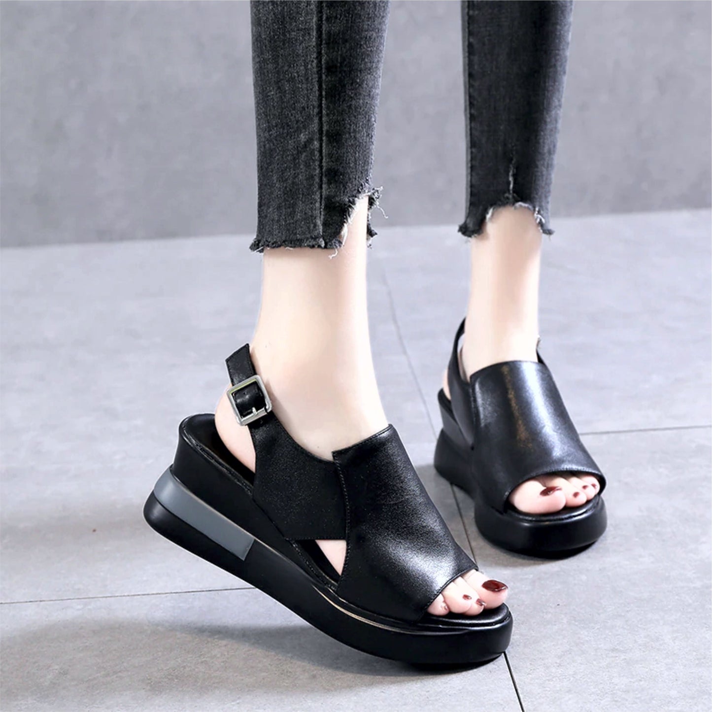 Women Solid Wedge Sandals for Eliminate Foot