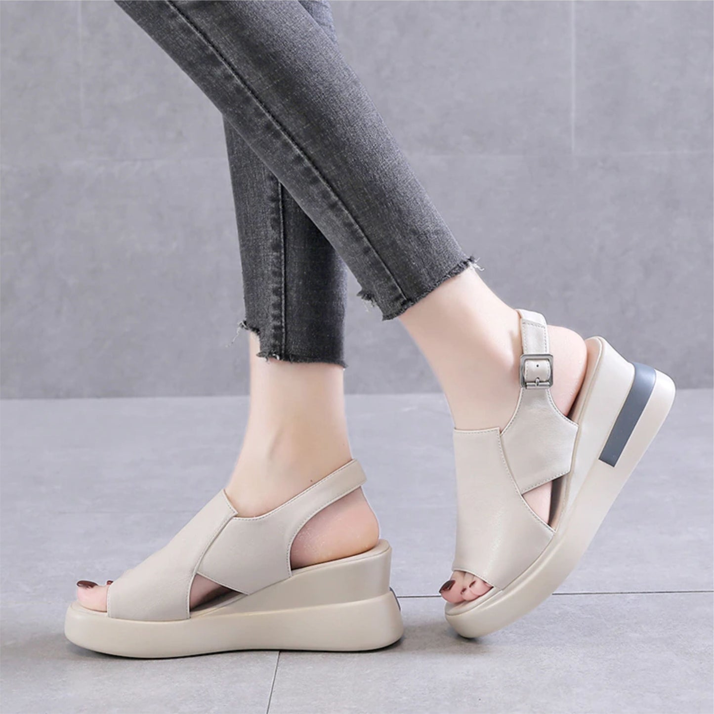 Women Solid Wedge Sandals for Eliminate Foot